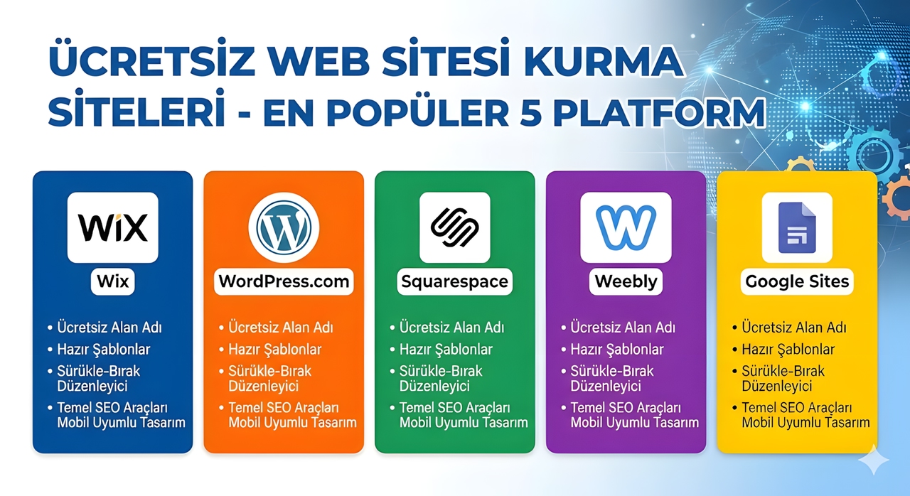Ücretsiz Web Sitesi Kurma Siteleri - En Popüler 5 Platform